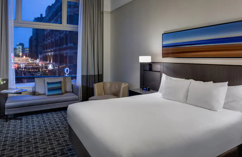 Guest room at Hyatt Regency Cleveland at the Arcade.