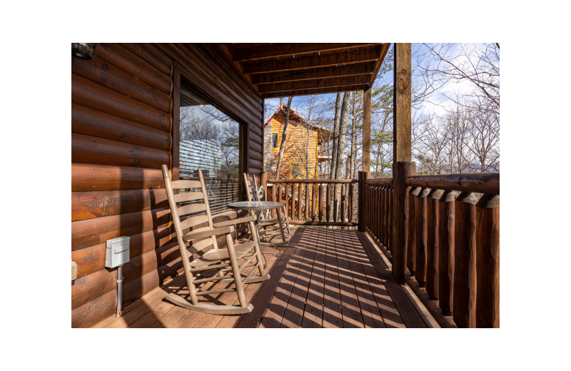 Deck at American Patriot Getaways - Bear Pause Cabin.