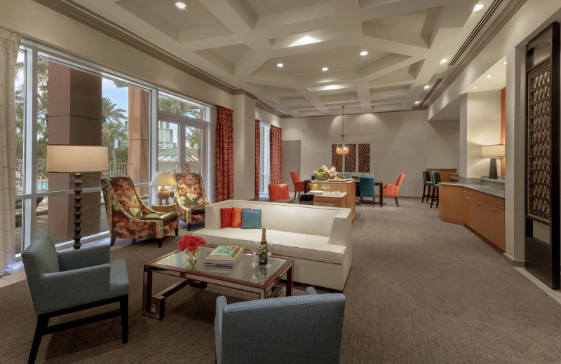Guest room at Moody Gardens Hotel.