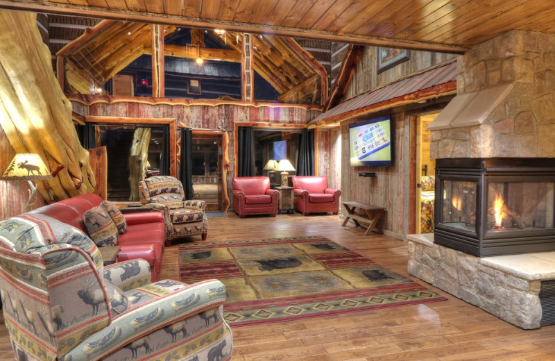 Cabin living room at Oak Haven Resort.