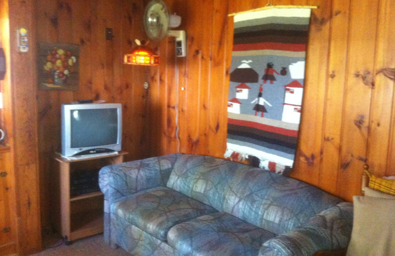 Cabin living room at Radtke's Sabinois Point Resort.