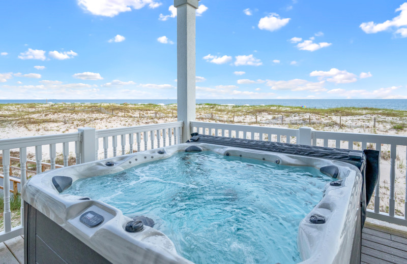 Rental hot tub at Sunset Properties.