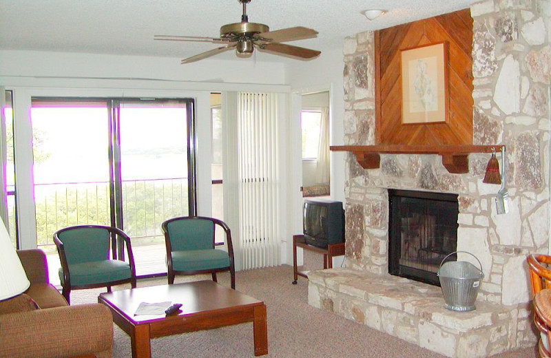 Vacation rental living room at Lake Pointe Resort.