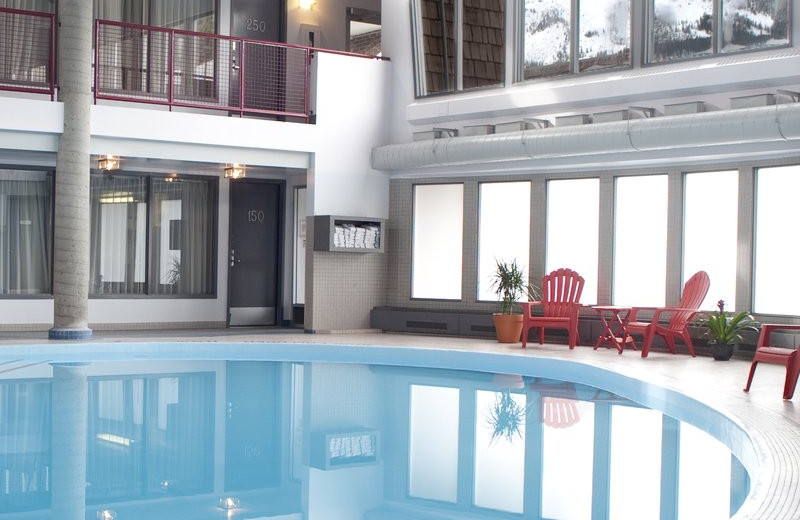 Indoor pool at Maligne Lodge.