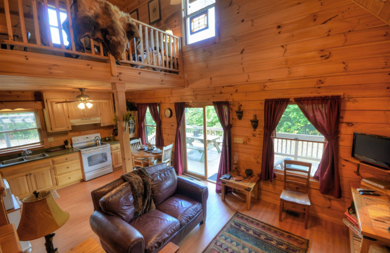 Rental living room at Smoky Mountain Cabins.