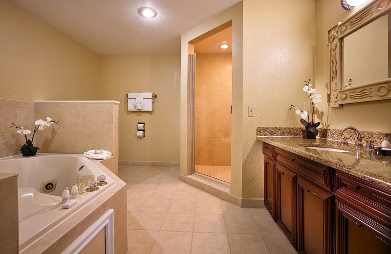 Guest bathroom at Plaza Resort & Spa.