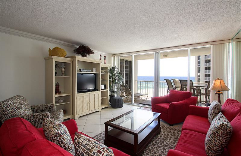 Rental living room at Shoreline Towers.