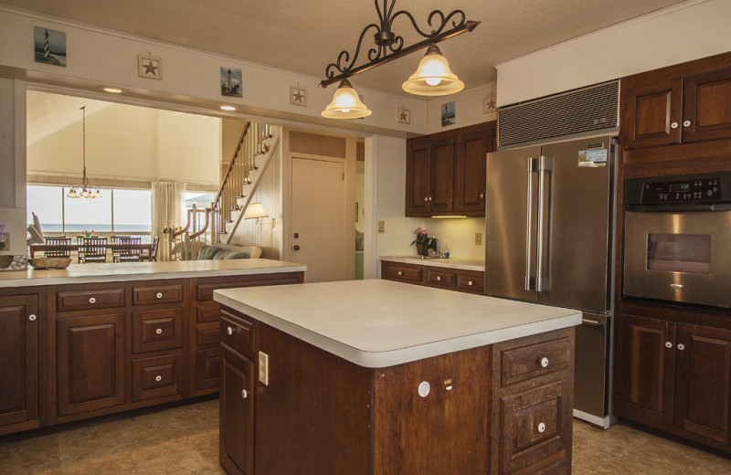 Rental kitchen at Oak Island Accomodations.