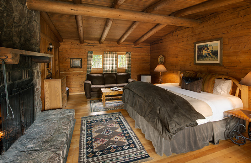 Cabin bedroom at Rawah Ranch.