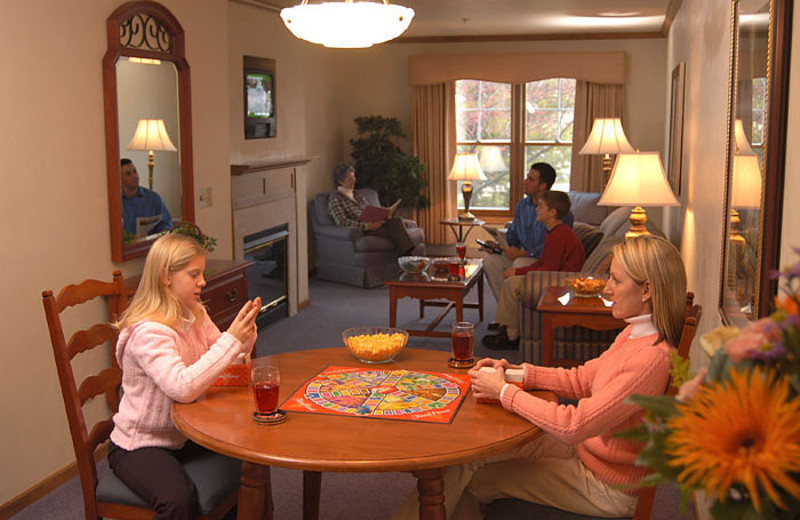 Family in guest suite at The Osthoff Resort.