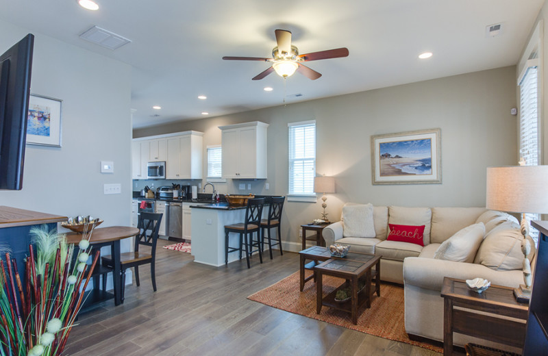 Rental living room at Coastal Accommodations.