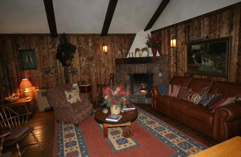 Cabin living room at Tumbling River Ranch.