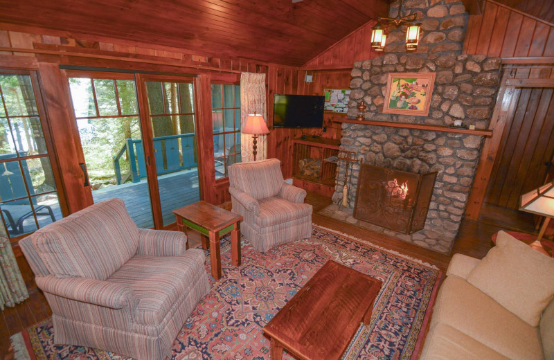 Cottage living room at Migis Lodge.
