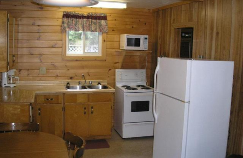 Cabin kitchen at Pleasant Cove Resort.