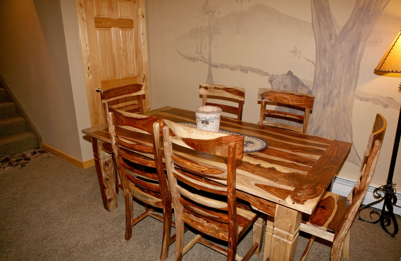 Condo dining table at Bear Creek Vacation Condos.