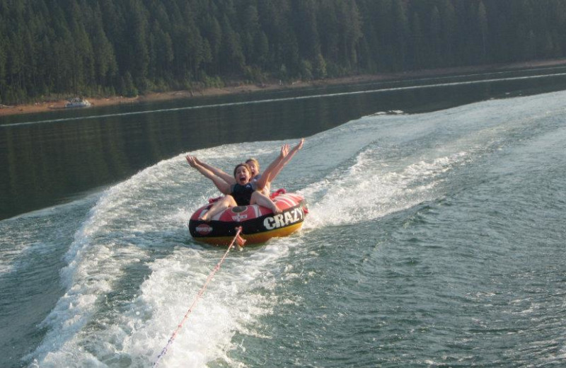 Water tubing at Trinity Lake.