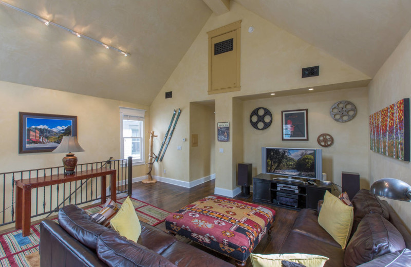 Rental living room at Welcome to Telluride Vacation Rentals.