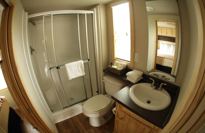 Cottage bathroom at Hill Country RV Resort & Cottage Rentals.