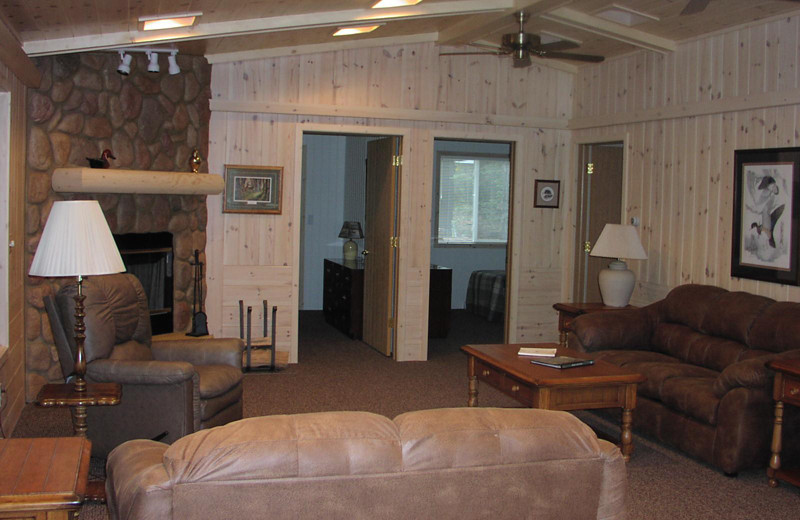 Cabin living room at White Birch Village Resort.