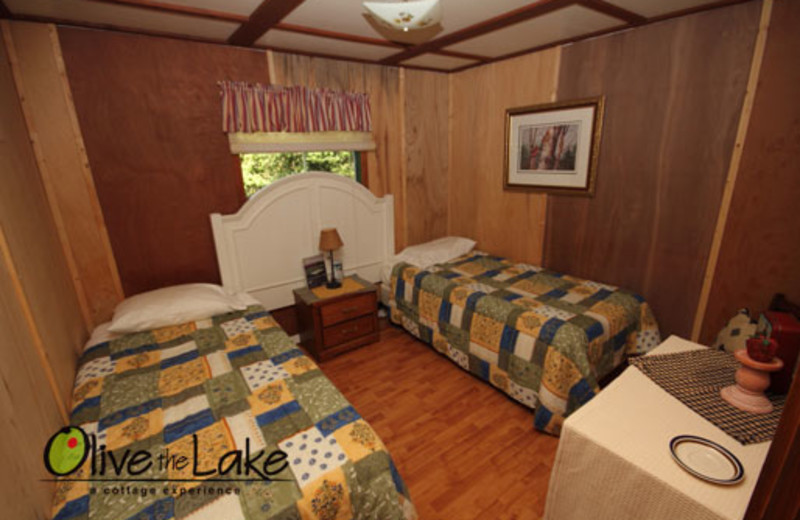 Cabin bedroom at Olive the Lake.