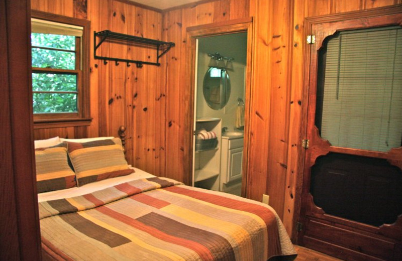 Cabin bedroom at Linville Cabins.