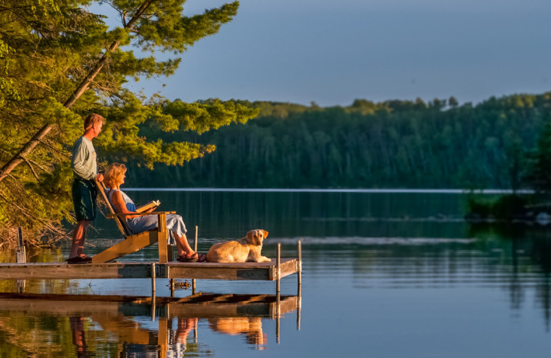 Couple on dock at Buckhorn on Caribou Lake.