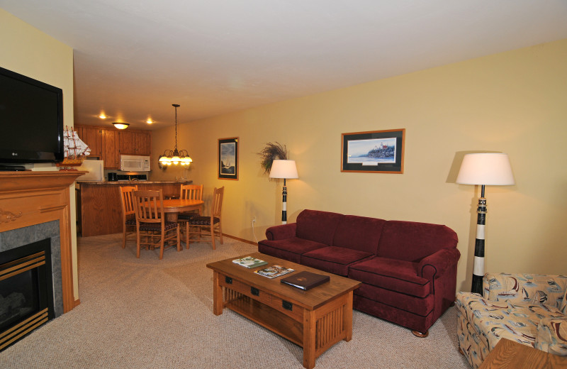 Guest living room at Westwood Shores Waterfront Resort.