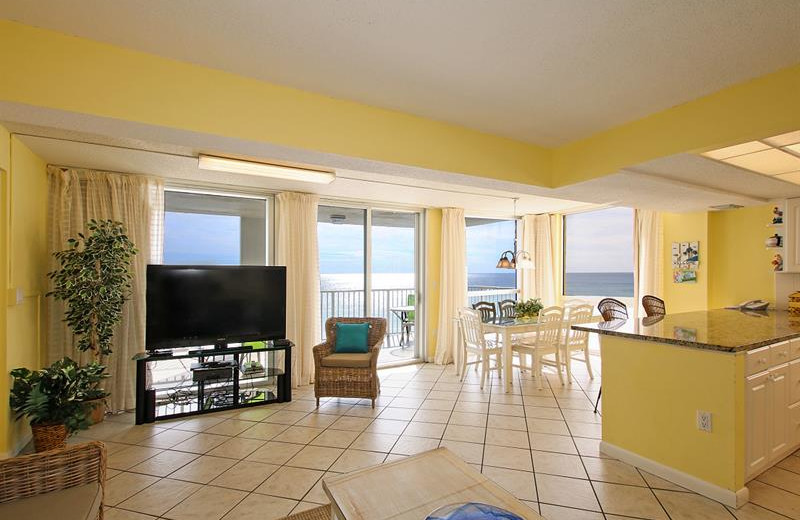 Rental living room at Shoreline Towers.