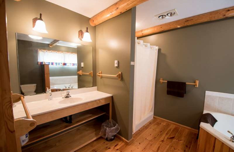 Cabin bathroom at Breezy Point Resort on Straight Lake.