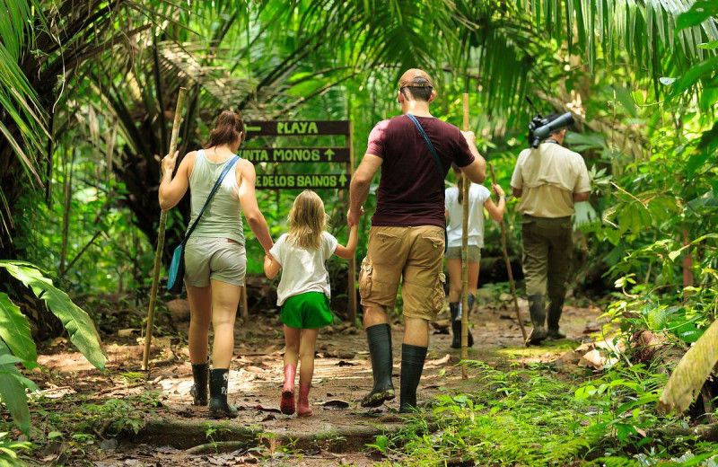 Family hiking at Croc's Resort & Casino.