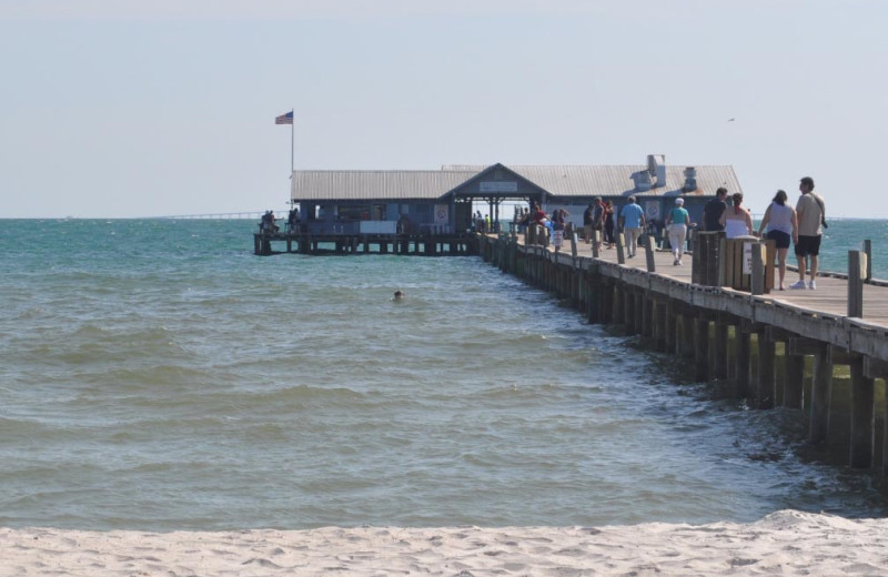 Fishing pier at Lizzie Lu's Island Retreat.