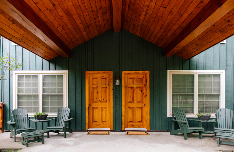 Exterior view of the Courtyard Studio at Heather Lodge.Fantastic patio overlooking the gardens to enjoy!