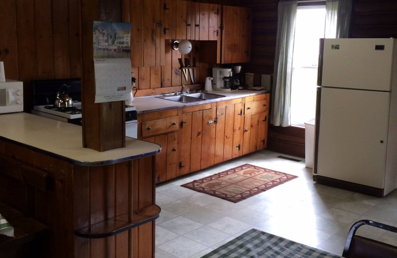 Cabin kitchen at Wilsons on Moosehead Lake.