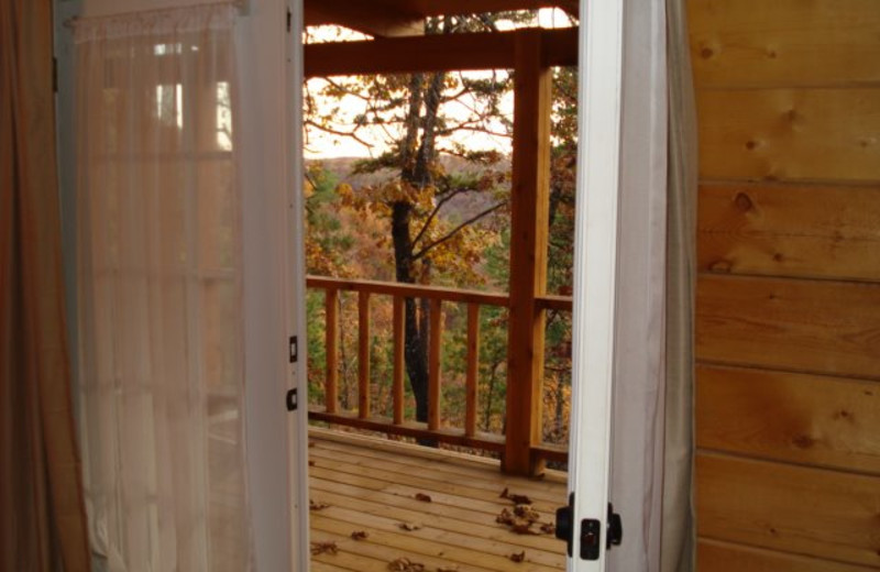 Cabin deck at Pine Ridge Log Cabins.
