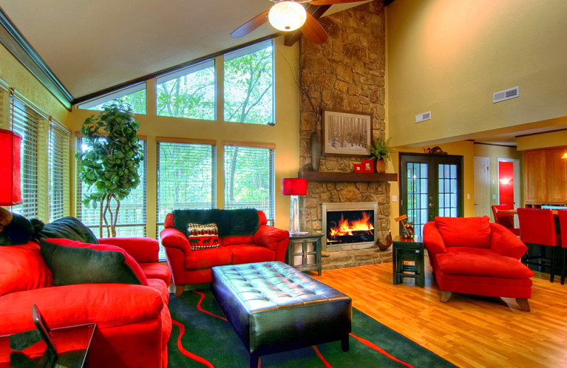 Cabin living room at Aunt Bug's Cabin Rentals, LLC.