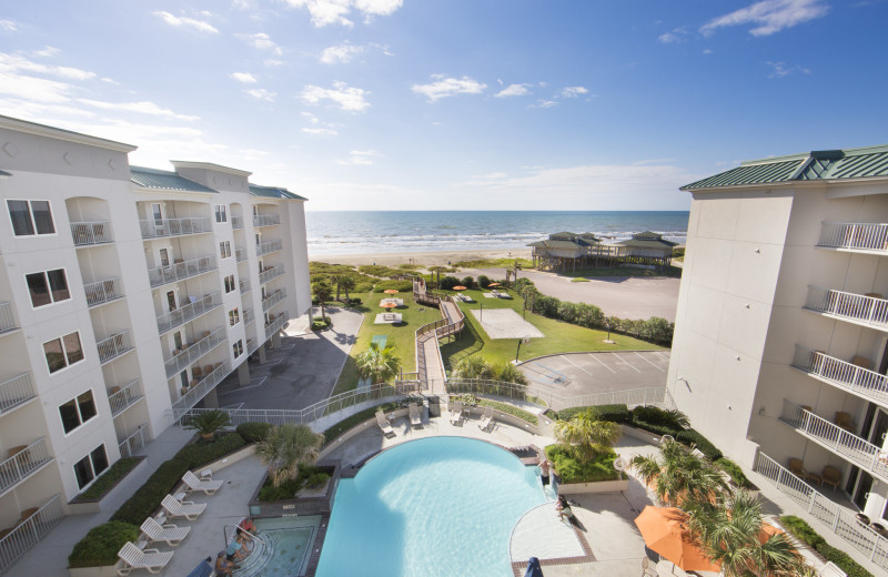 Outdoor pool at Holiday Inn Club Vacations Galveston Beach Resort.