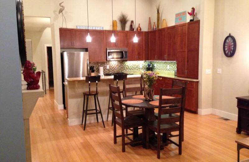 Rental kitchen at Coastal Vacation Rentals.