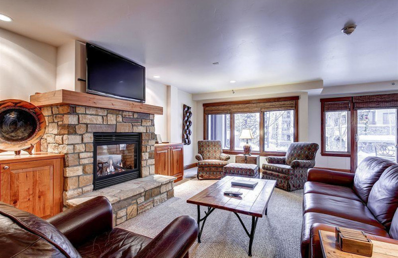 Rental living room at Lion Square Lodge.