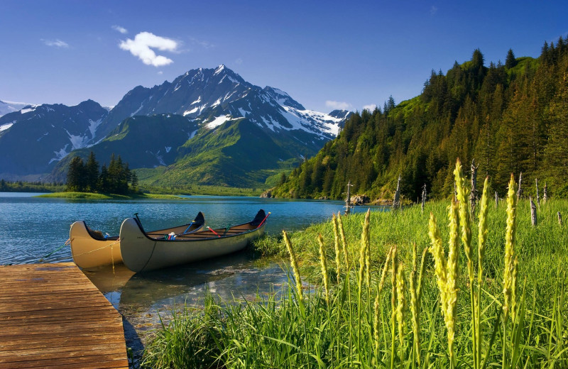 Lake view at Kenai Fjords Glacier Lodge.