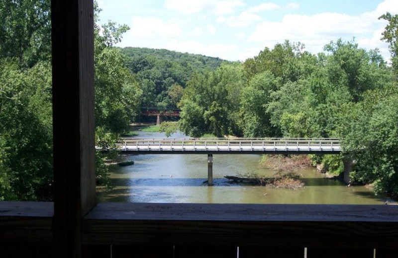 Crossing the Bridge of Dreams at Sunset Ridge Log Cabins.