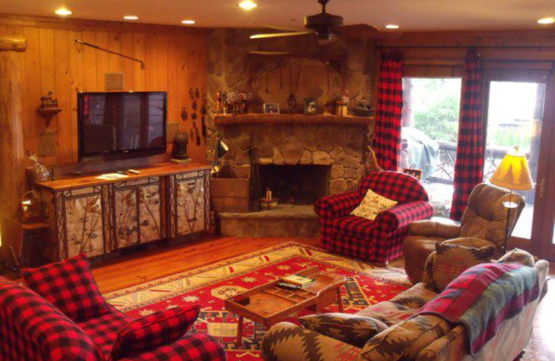 Rental living room at Lake Placid Accommodations.