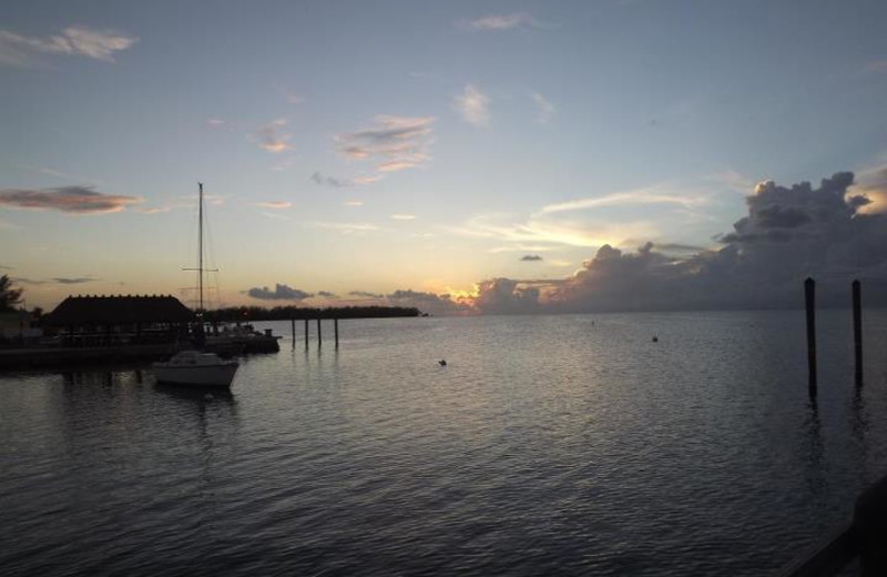 Boats and ocean view at Coral Bay Resort. 