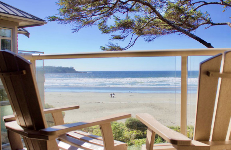 Guest balcony view at Long Beach Lodge Resort.