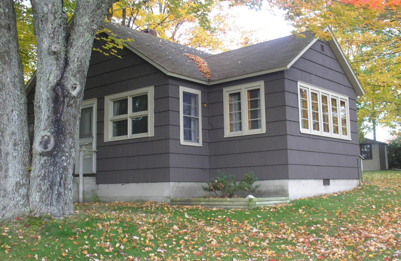 Cabin exterior at Lake Leelanau Narrows Resort.