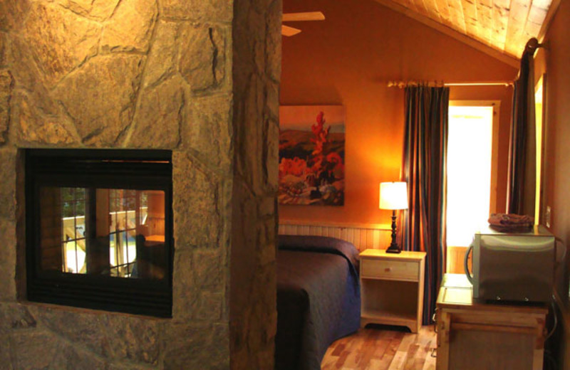 Chalet bedroom at Port Cunnington Lodge.