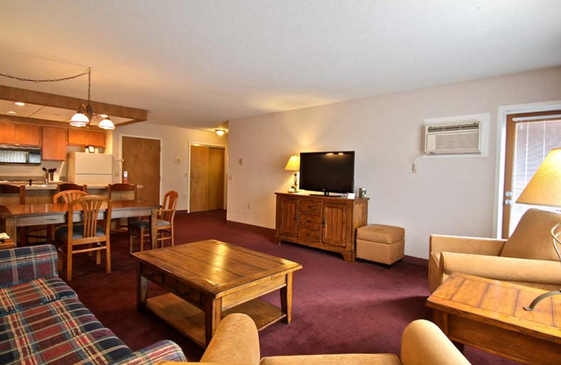 King suite at Fireside Inn & Suites at Lake Winnipesaukee.