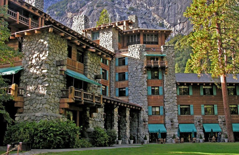 Exterior view of The Ahwahnee Hotel.