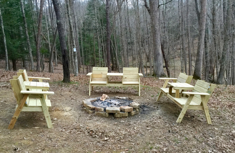 Cabin fire pit at Creeks Crossing Cabins.