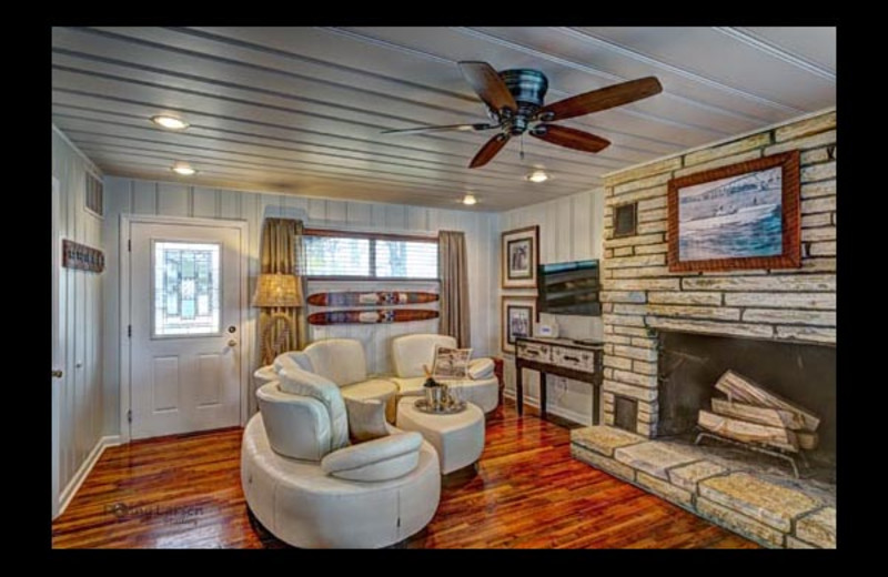 Cottage living room at Mallard Point Resort.