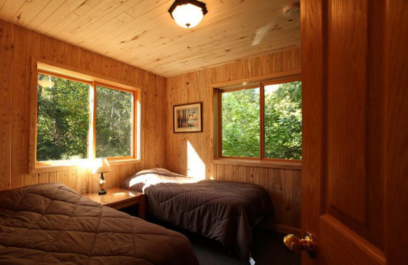 Cabin bedroom at Glenwood Lodge.